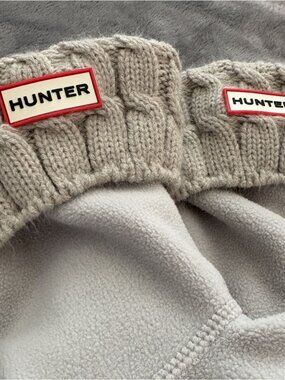 Hunter Women's Fleece Boot Socks With Cable Knit Cuffs Short M Fits US 5-7 Gray